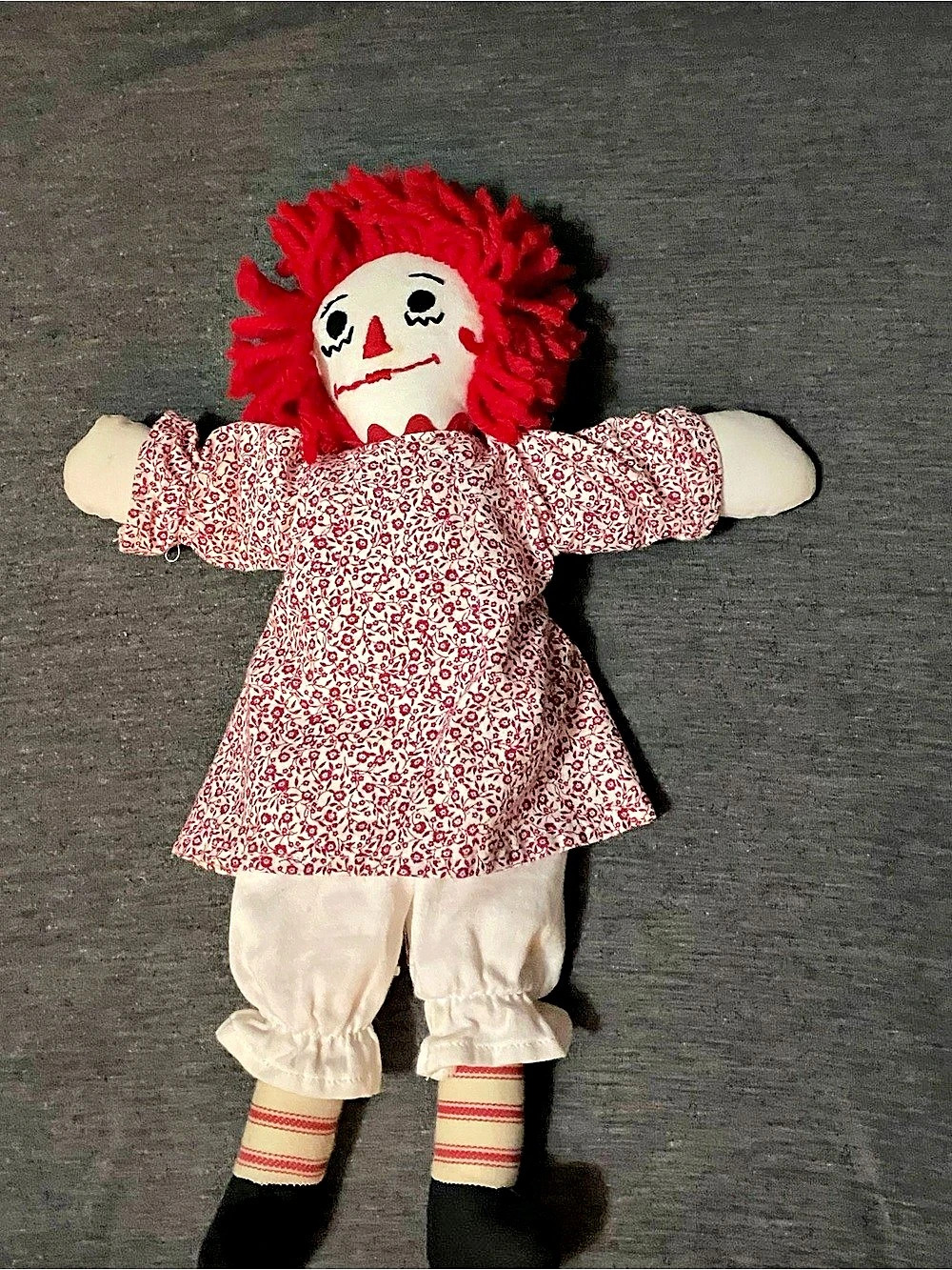 Raggedy Ann Floral Cloth Doll in Red & White